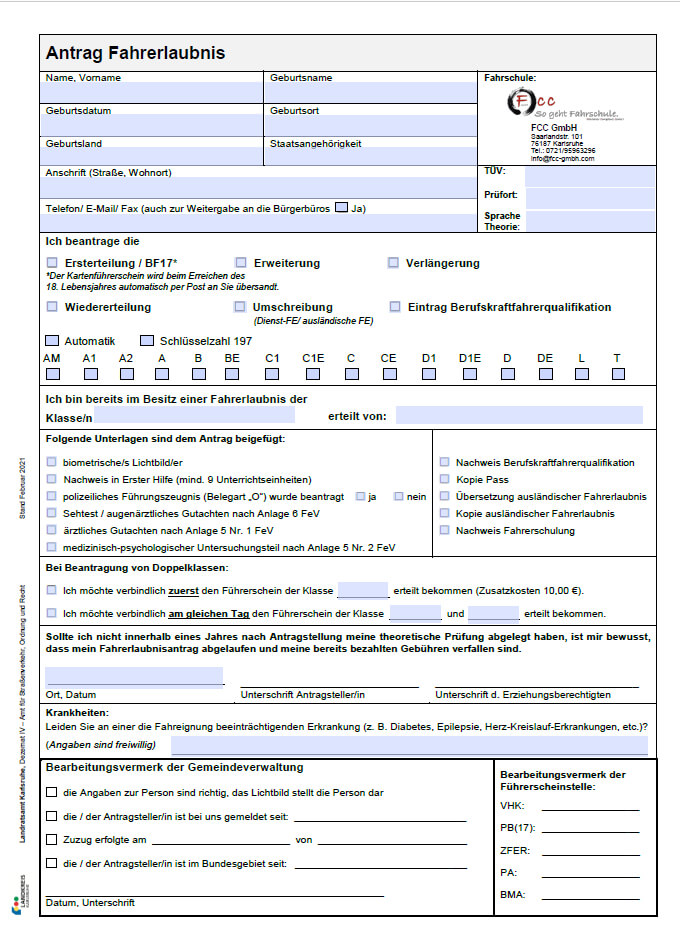 Antrag Auf Neuerteilung Der Fahrerlaubnis Online Download - Fahrschul-Competenz-Center